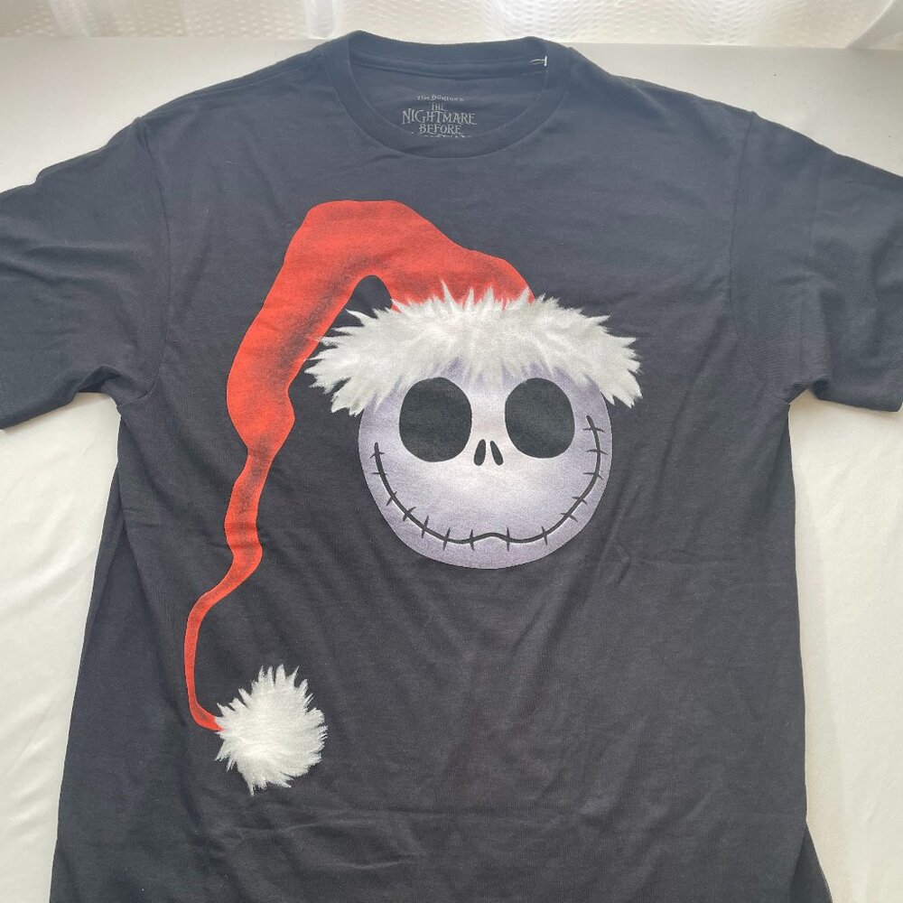 T-Shirt M Jack Skellington Nightmare Before Christmas Black Tee Crew Top Holiday